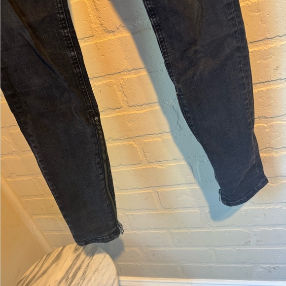 All Saints jeans black faded distressed skinny zipper ankles - Picture 4 of 10